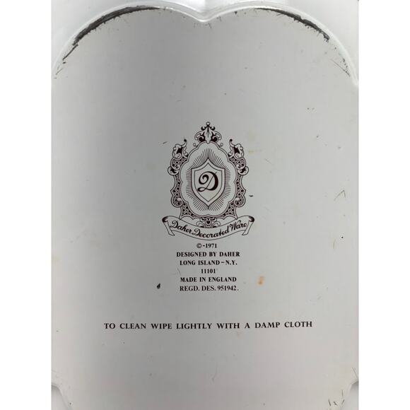 Vintage 1971 Daher Decorated Ware Blue & White Floral Fruit Tin Plate England - Picture 3 of 6